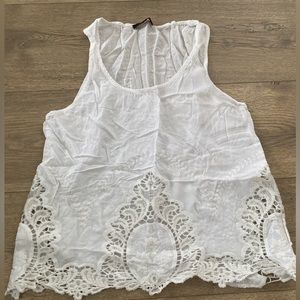 White lace tank. Sheer. Lulumari